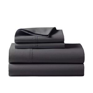 Ralph Lauren Home Organic Cotton Percale Twin Set Grey Fitted and Flat Sheet NEW